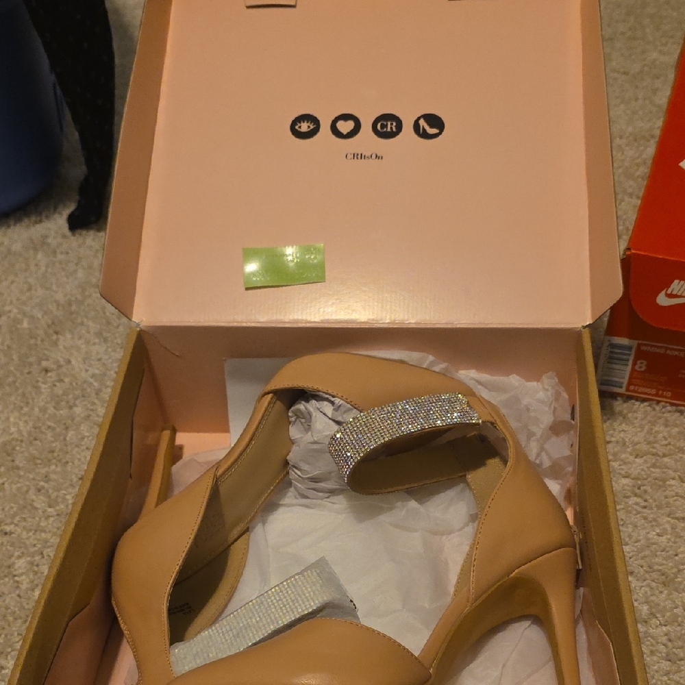 Charlotte Russe Nude Heels with Sparkling Strap